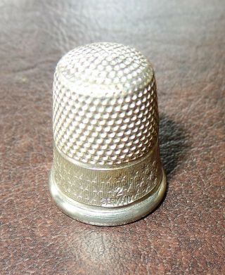 Old Antique Vintage Ornate Metal Germany Sewing Thimble Marked 2 On Outside