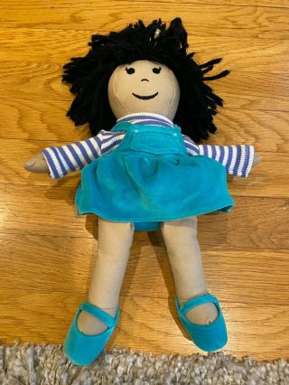 Baby Gap Plush Doll Girl Black Hair Skirt Vintage Rare
