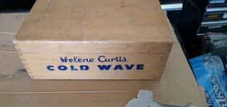 Antique - Barber - Salon - Helene Curtis - Cold Wave - Wood Box - Advertising - Vint