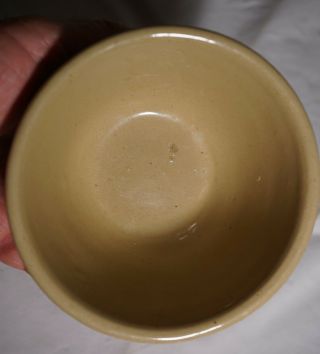 SMALL ANTIQUE YELLOW WARE BROWN BAND MIXING BOWL 5 INCHES ACROSS THE TOP 2