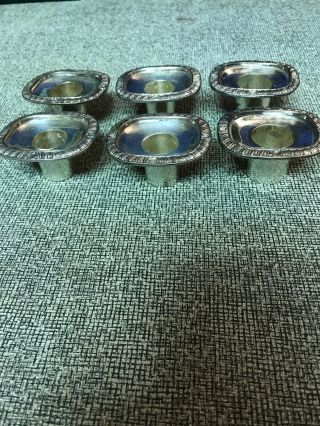 Set Of 6 Silver Plated Vintage Candle Holder Inserts