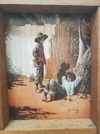 Vintage Rustic Framed Set of 2 Prints Huckleberry Finn & Tom Sawyer By Jim Daly 3