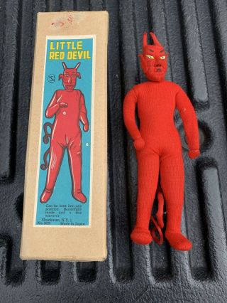 Rare Antique 1950’s Shackman Little Red Devil Satan Halloween Figure Toy