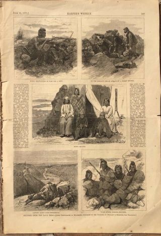 1873 Antique Engravings - Modoc Indian War - Modoc Braves & Warm Spring Indians