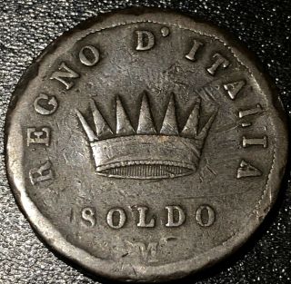 1811 Italian States Napoleonic Kingdom Of Italy 1 Soldo Napoleon I Rare Coin
