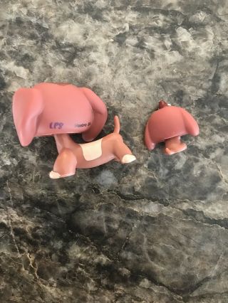 Littlest Pet Shop LPS Rare Mommy and Baby Set DACHSHUND Dog 3601 3602 2