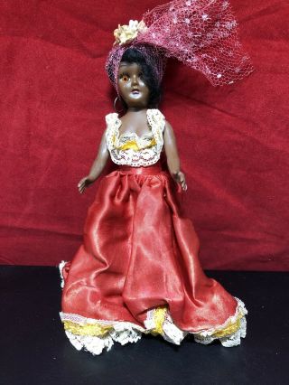 Vintage African American Hard Plastic 7 - 1/2 " Sleepy Eye Doll