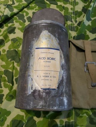 Rare WW2 US ARMY Boric Acid TIN & Field Hospital Ward Dressing Case & Epsom salt 2
