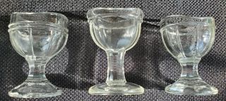 3 Antique Vintage Clear Glass Eye Wash Cups - All In