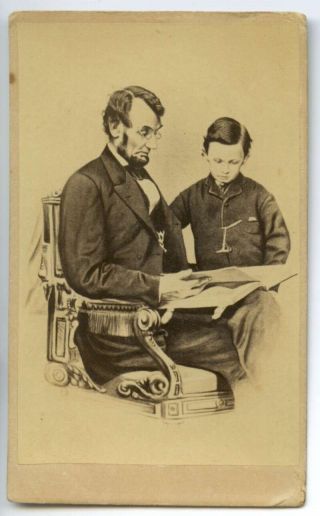 Rare Abraham Lincoln & Son Tad Civil War Era Vintage Cdv Photo Carte De Viste