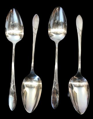 4 Serving Table Spoons Oneida Community Lady Hamilton 1930 