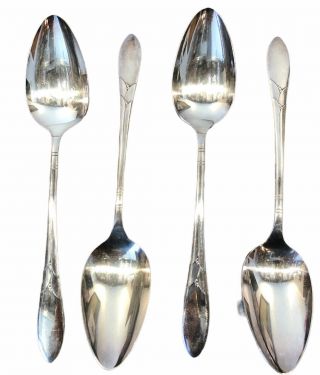 4 Serving Table Spoons Oneida Community Lady Hamilton 1930 ' s Estate Silverplate 2