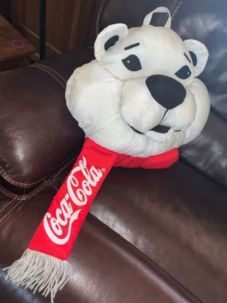 Rare Vintage Coca - Cola Polar Bear Head Cushion Pillow Collectible Coke