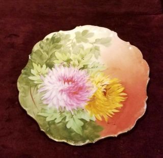 Antique Limoges France Ldbc Flambeau Hand Painted Cabinet Charger Plate Signed