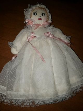 Vintage 12 Inch Adorable Handmade Stockinette Sock Doll 1964