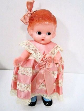 Vintage 6 " Celluloid Knickerbocker Girl Doll Side Glance Eyes & Wedding Ring