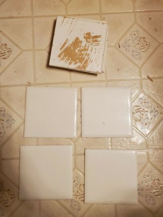 5pc Vintage Plastic Tile White 4 1/4 " Polystyrene Bathroom Wall -