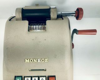 Vintage Monroe Hand Crank Adding Machine Calculator Model No.  C811H14 Rare 3