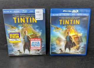 The Adventures Of Tintin: 3d,  Blu Ray,  Dvd 3 Disc & Digital W/ Rare Slipcover