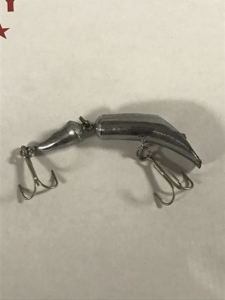 Old Lure Vintage Double Jointed Canadian Wiggler Silver Metal Lure Fishing.  44