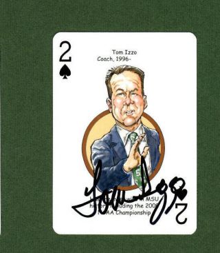 Tom Izzo Rare Signed Autographed Michigan State Spartans Playing Card C