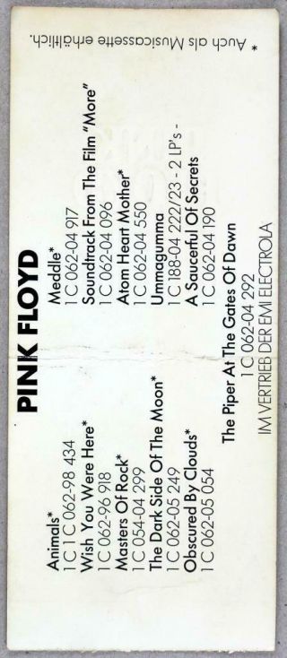 PINK FLOYD - rare vintage Dortmund 1977 concert ticket 2