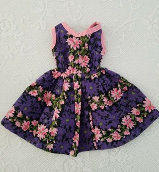 Vintage Handmade Doll Dress 50s 60s Pink Purple Black Floral 14 In Doll ?