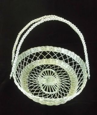 Rare Vintage Anodized Aluminum Wire Basket W/double Handle Pale Green