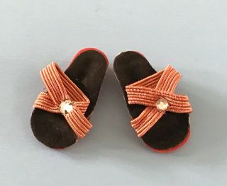 Vintage Accessories:original Madame Alexander Lissy Doll Shoes Red Wedge Sandals