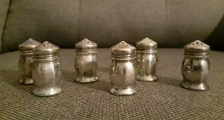 Cute Vintage 6 Piece Miniature Sterling Silver Salt & Pepper Shakers 1 - 5/8 "