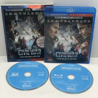 Marvel Captain America: Civil War 3d/2d Blu - Ray 2 - Disc Set W/ Rare Oop Slipcover