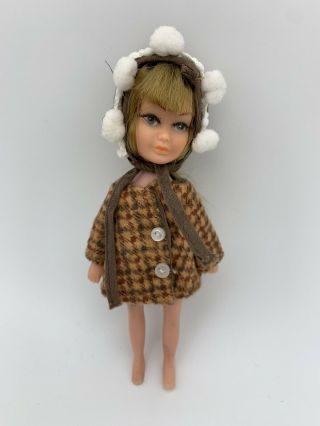 5” Sports Time Tiny Teen Doll Blonde Hair Houndstooth Jacket Uneeda Vintage Dawn