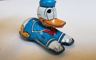 Rare Vintage Donald Duck Tin Metal Line Mar Toy 1950s Made In Japan