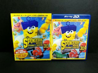 The Spongebob Movie 3d (3d,  Blu - Ray,  Dvd,  Digital) W/ Rare Lenticular Slipcover