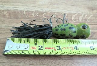 Fred Arbogast Frog Hula Popper Fishing Lure Vintage Green With Black Spots