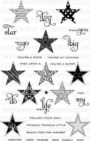 Papertrey Ink Rare Clear Star Prints Stamp Set,  Companion To Stars,