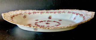 Antique Limoges France Porcelain Large Serving Dish W/ Gold Trim,  Marked Gda