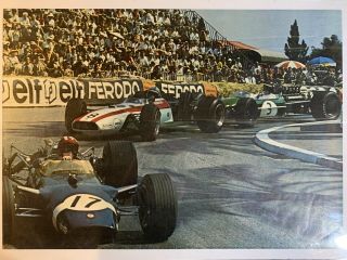 Lotus - Ford Grand Prix Formula 1 Monaco 1968 Jo Siffert Poster Vintage Rare