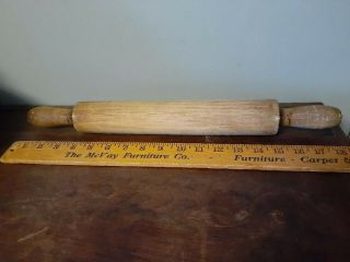 Antique one piece wooden rolling pin 18 1/2 