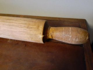 Antique one piece wooden rolling pin 18 1/2 