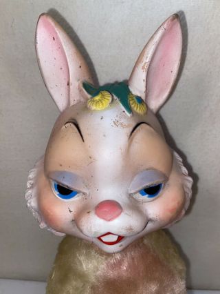Vtg RARE 1940 - 50’s My Toy RUBBER FACE pink SEXY BUNNY Rabbit stuffed Animal 10” 2