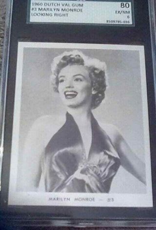 1960 Dutch Val Gum Moviestar Card Marilyn Monroe 3 Sgc 6 Rare