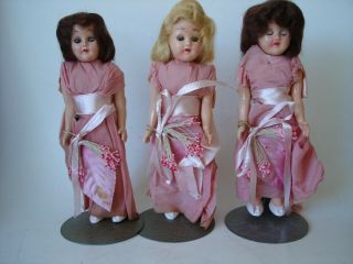 3 Vintage Bridesmaid Dolls On Vogue Ginny And Jill Stands