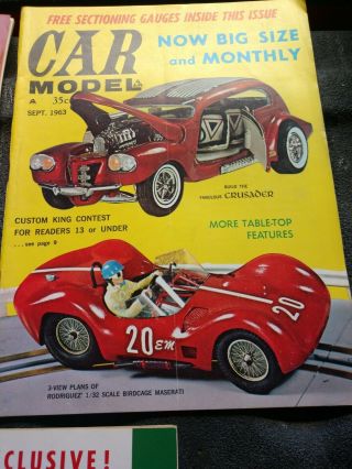3 Sept Oct Nov 1963 Car Model Magazines Slot AMT Eldon Monogram Strombecker 3