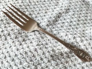Wallace Sterling Silver Rose Point 6 " Salad Fork No Monograms,  Cond