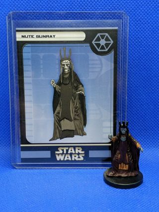 Star Wars Miniatures Nute Gunray Figure & Card Universe Rare 9/60