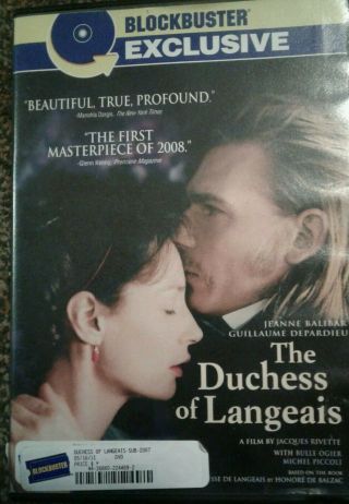" The Duchess Of Langeais " Dvd - Subtitles - Blockbuster Exclusive - Rare Oop
