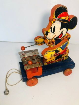 Vtg.  Fisher Price Disney Mickey Mouse Zilo 798 First Version 1939 Rare Pull Toy