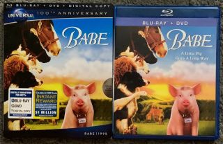 Babe Blu Ray Dvd 2 Disc,  Rare Oop Universal 100th Anniversary Gatefold Slipcover