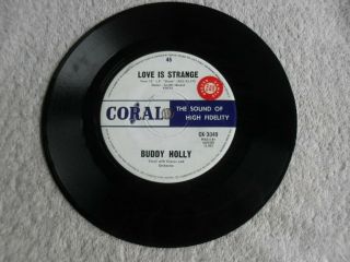 Buddy Holly Love Is Strange Rare Import Promo 7 " 45rpm Single Rock N Roll